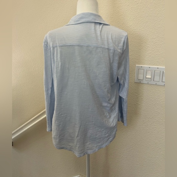 JONES NEW YORK Women's Light Blue Pull Over Top Sz M 100% Cotton Rolled
Sleeve - Picture 3 of 11